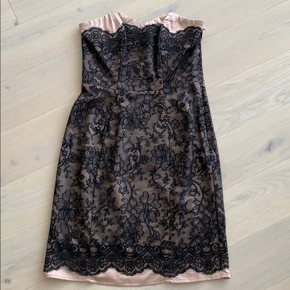 Black lace strapless dress